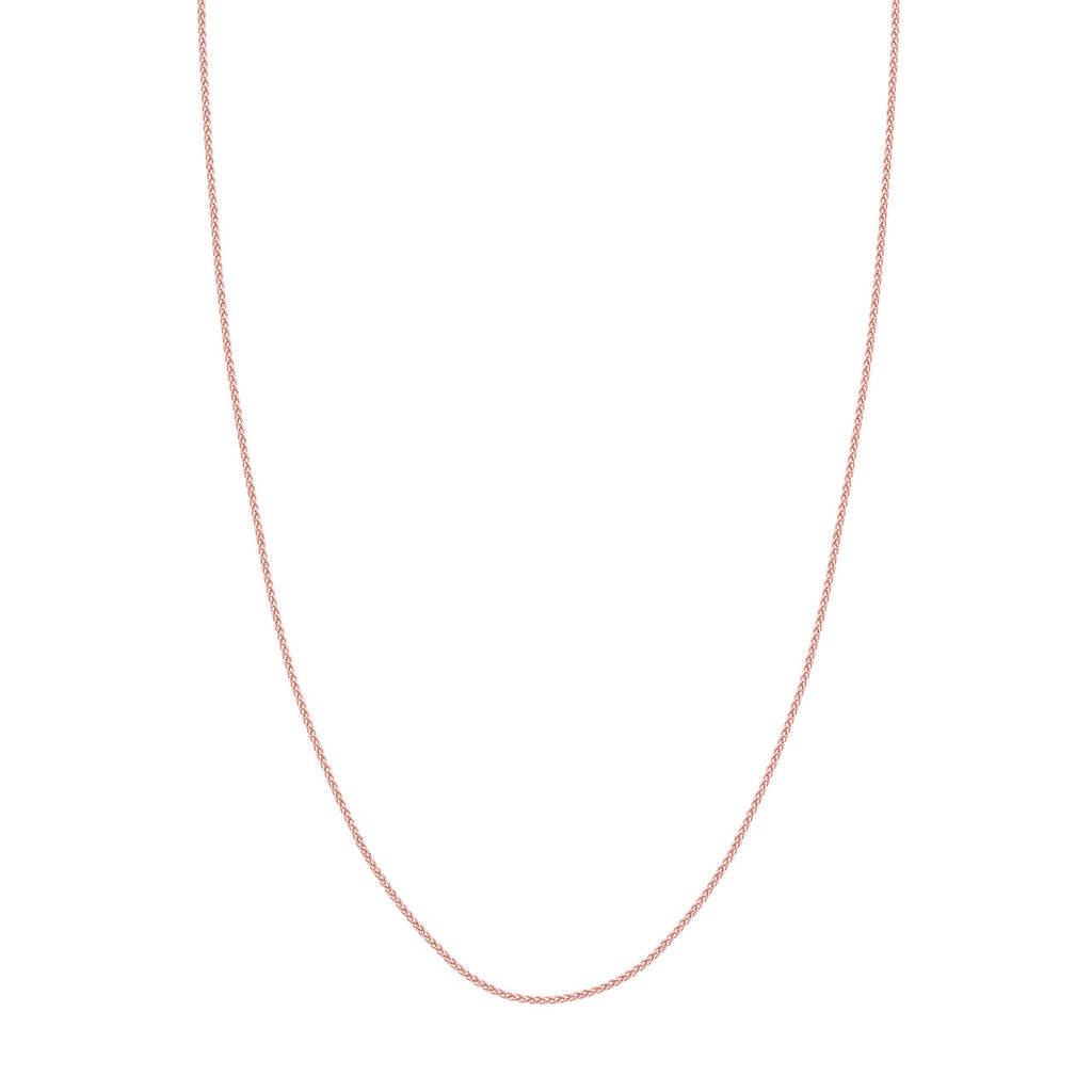 Round wheat chain, 14K rose gold necklace.