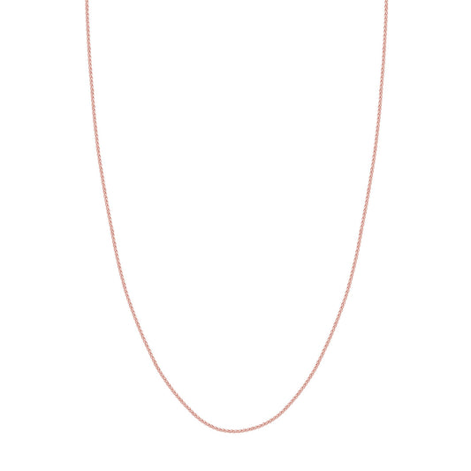 Round wheat chain, 14K rose gold necklace.