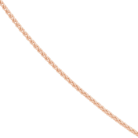 Round wheat chain, 14K rose gold.