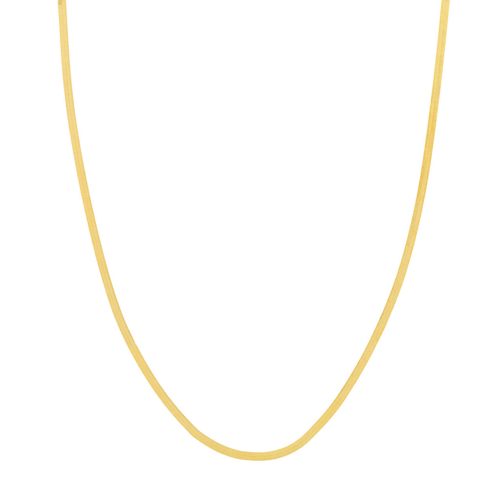 14K yellow herringbone chain, polished finish.