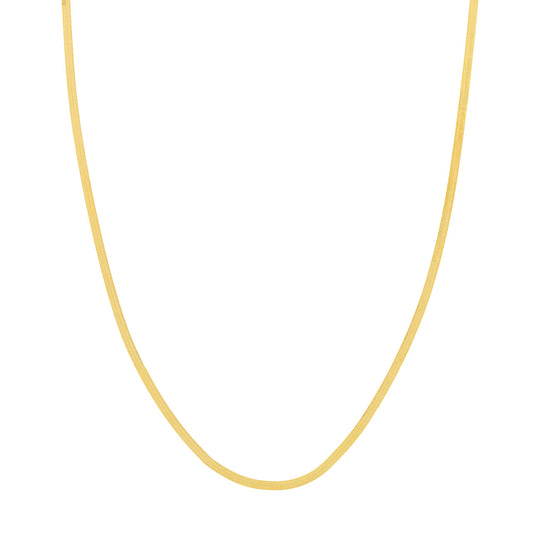 14K yellow herringbone chain, polished finish.