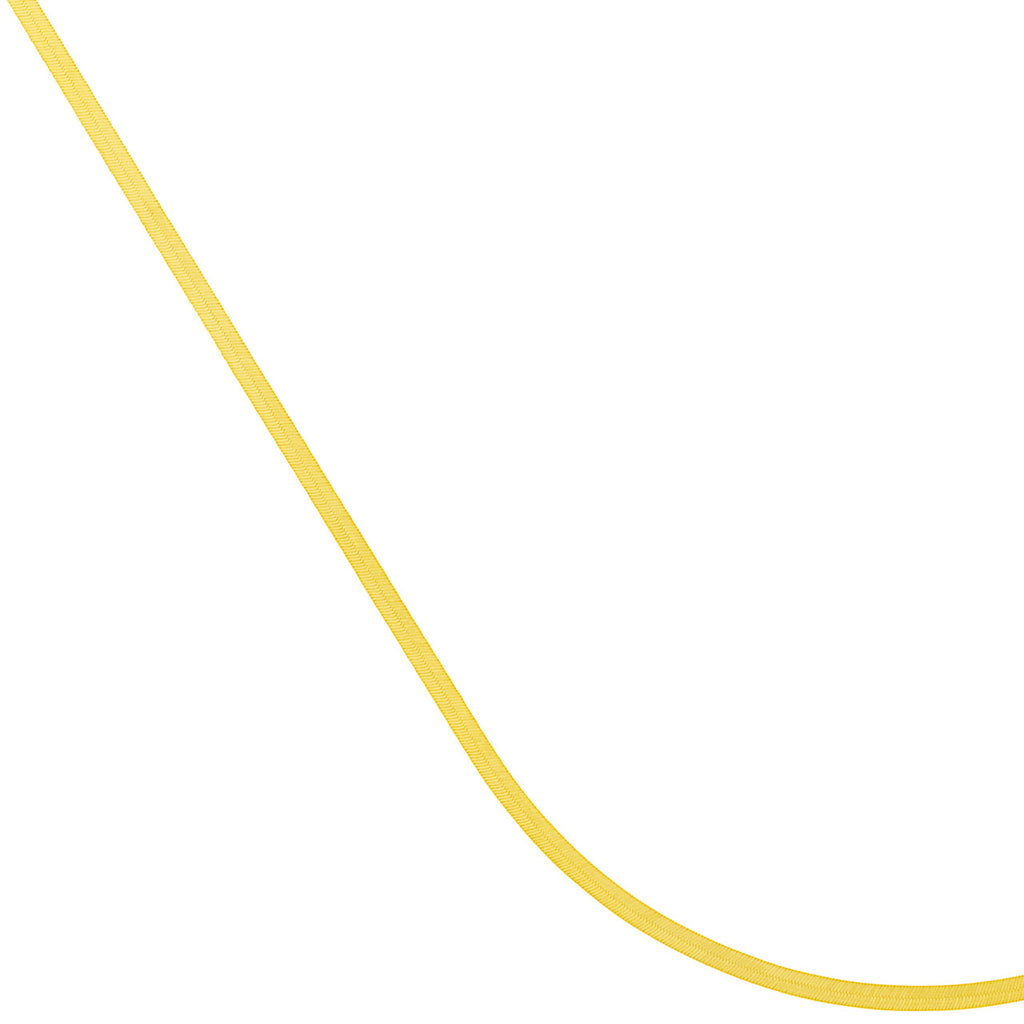 14K yellow herringbone chain, polished finish.