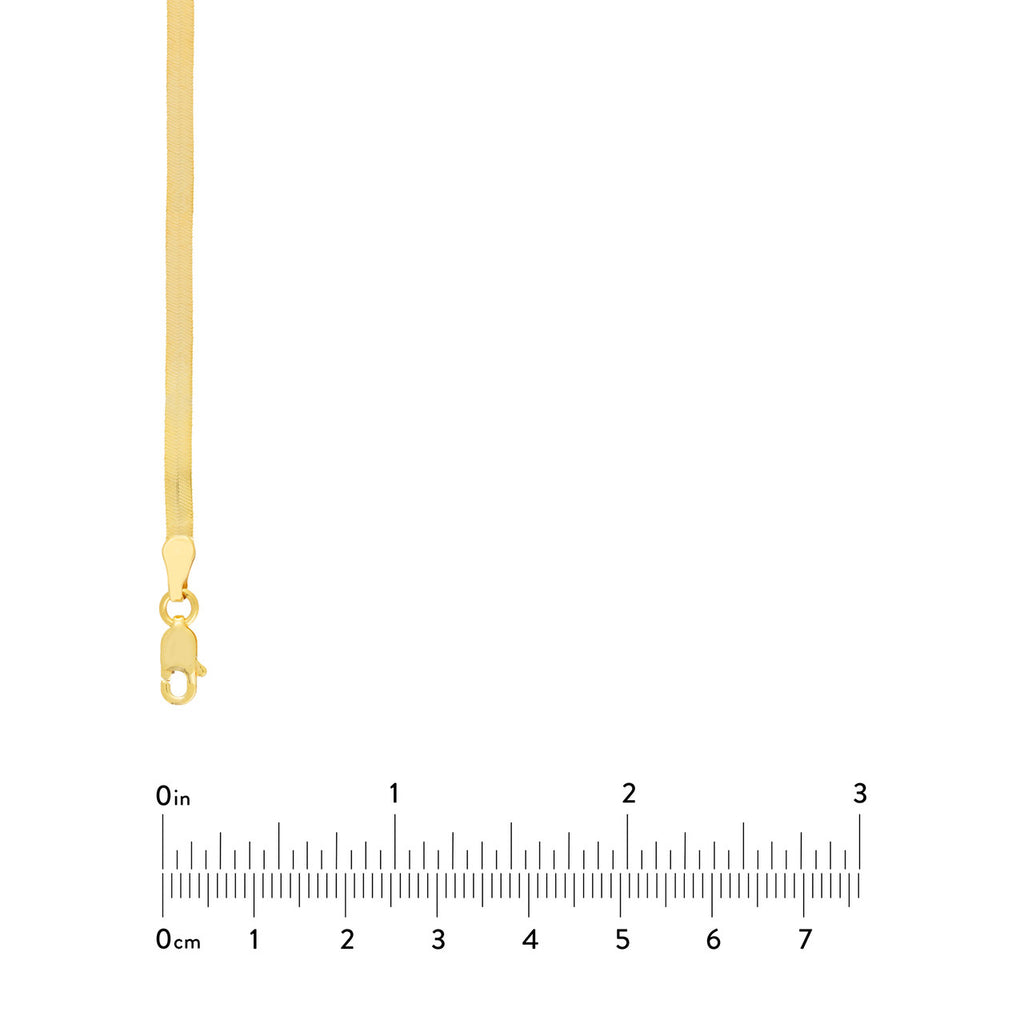 14K yellow gold herringbone chain, lobster clasp.