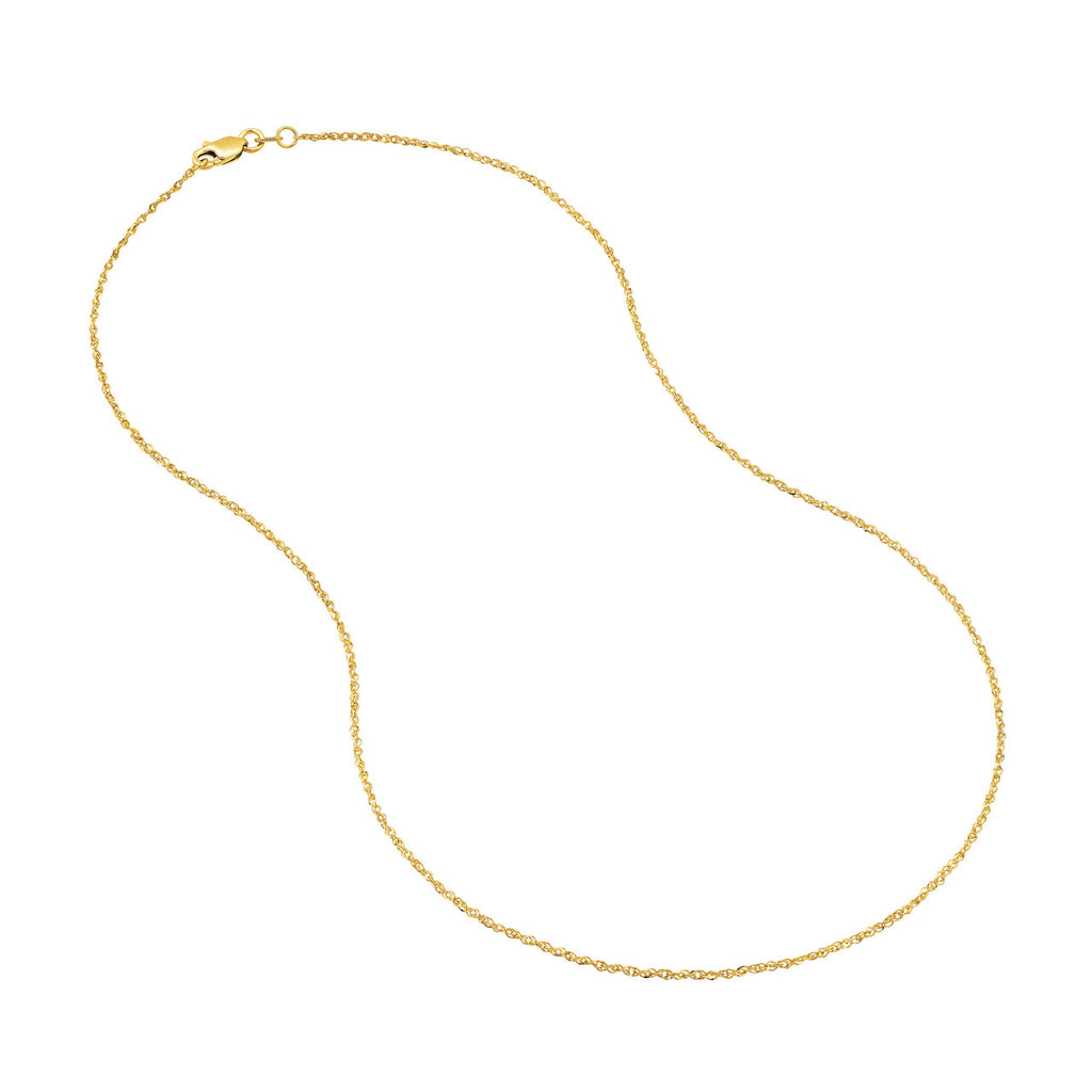 14K yellow gold Singapore chain, polished finish.