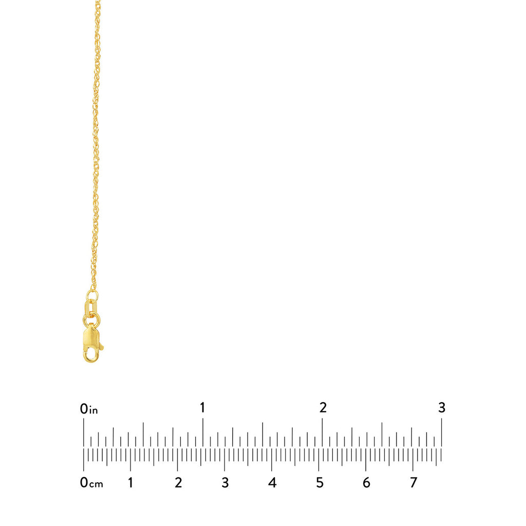 14K yellow gold Singapore chain, lobster clasp.