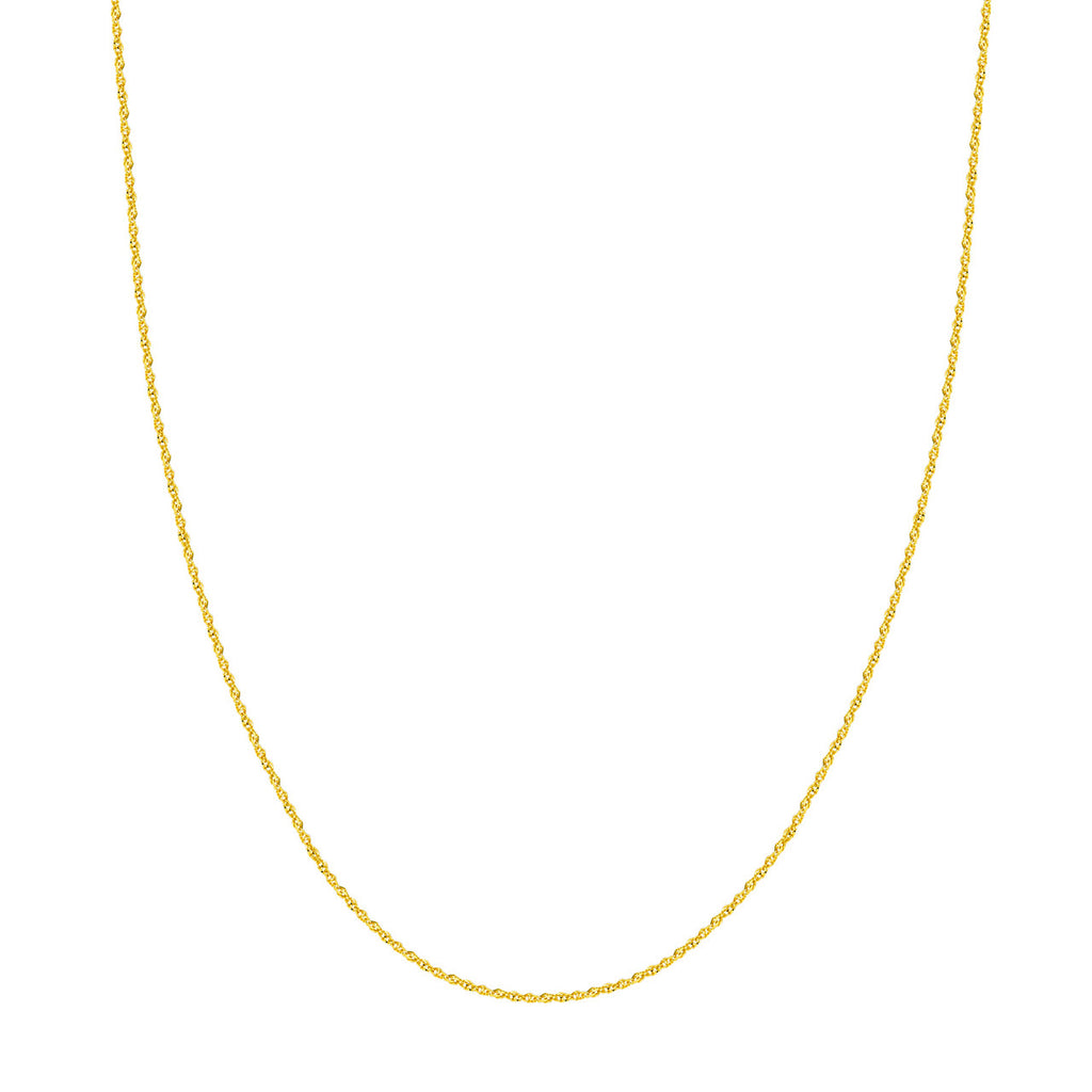 14K yellow gold Singapore chain, polished finish.