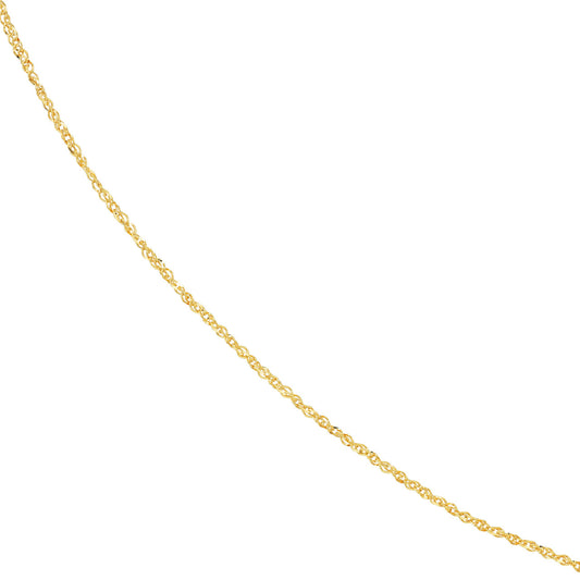 14K yellow gold Singapore chain, polished finish.