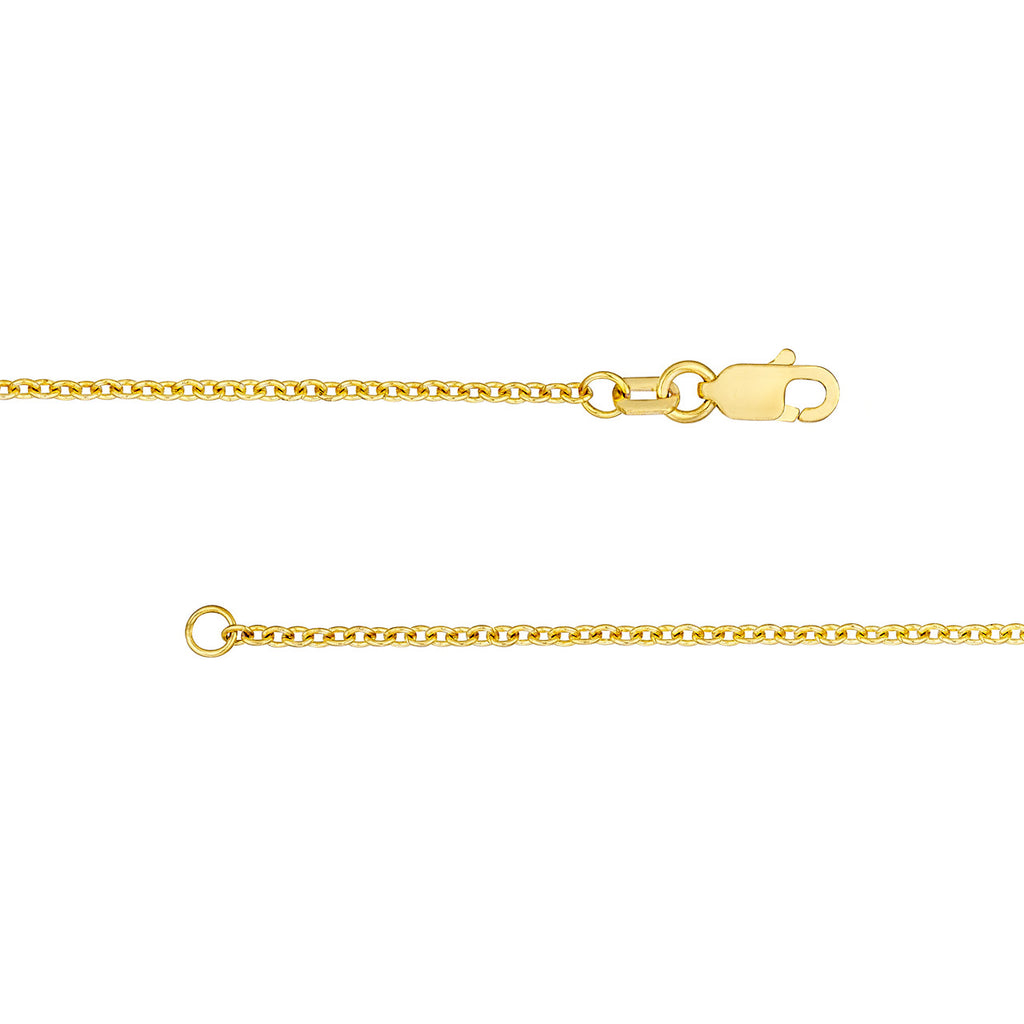 14K yellow gold cable link chain.