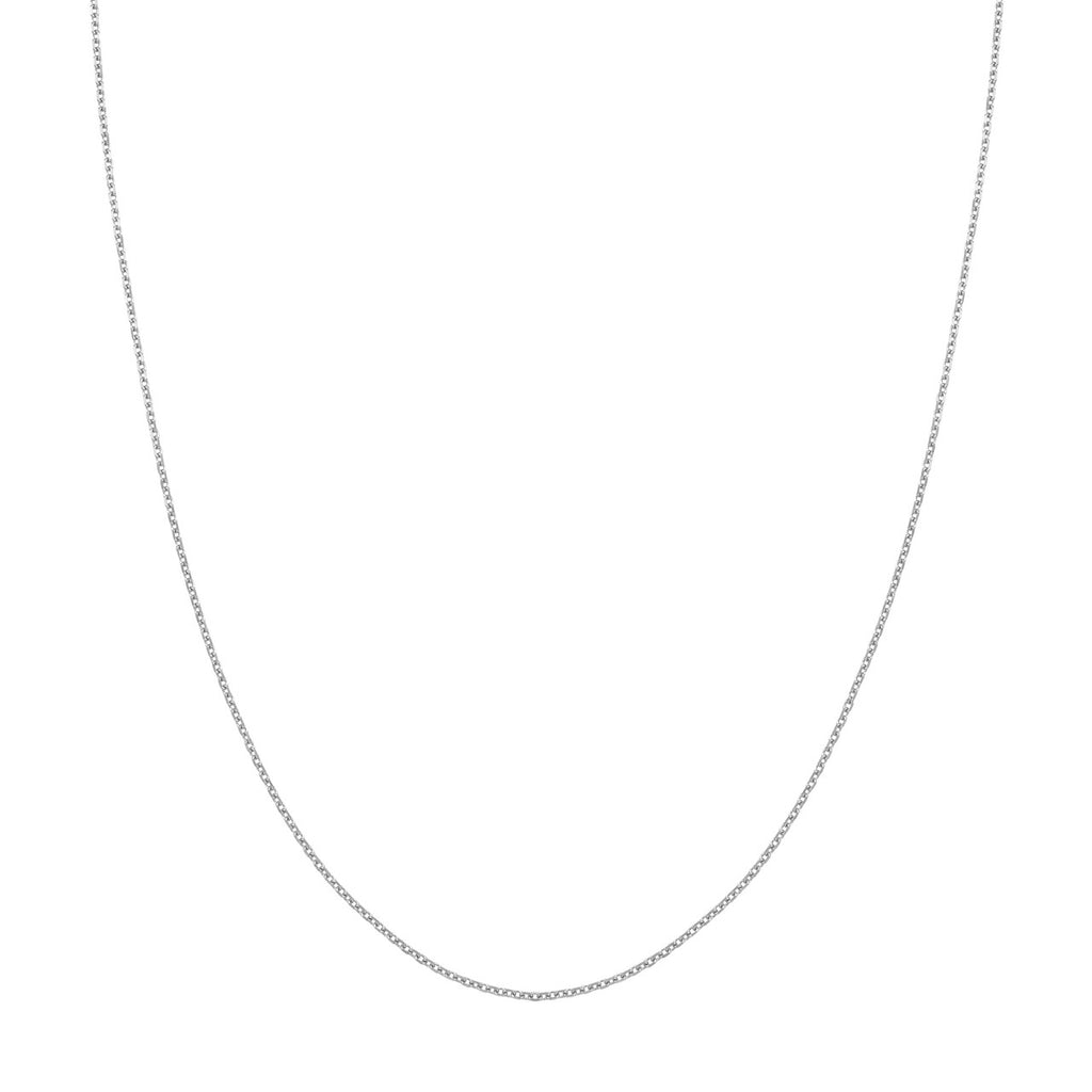 Diamond cut 14K white gold cable chain.
