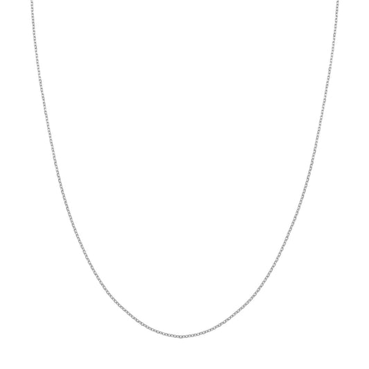 Diamond cut 14K white gold cable chain.