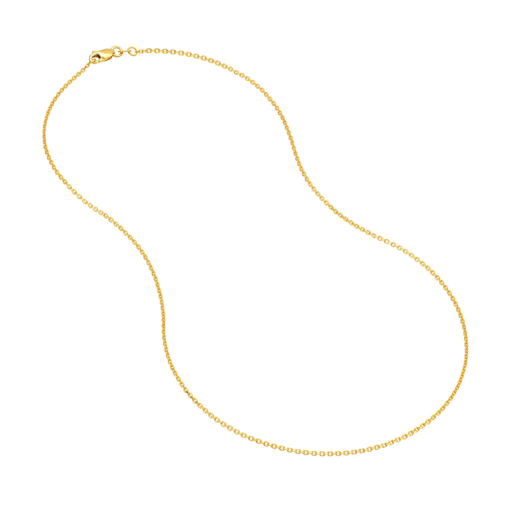 Diamond cut yellow gold cable chain.