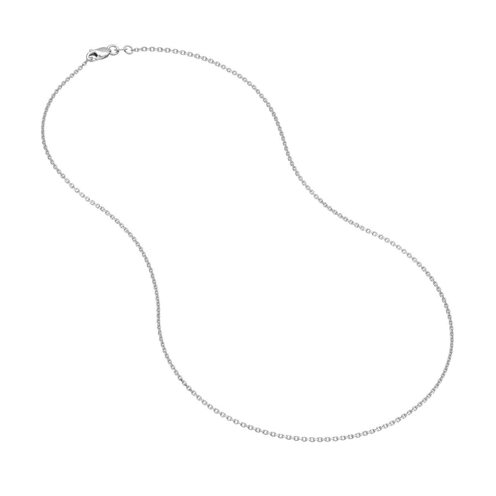 Diamond cut white gold cable chain.