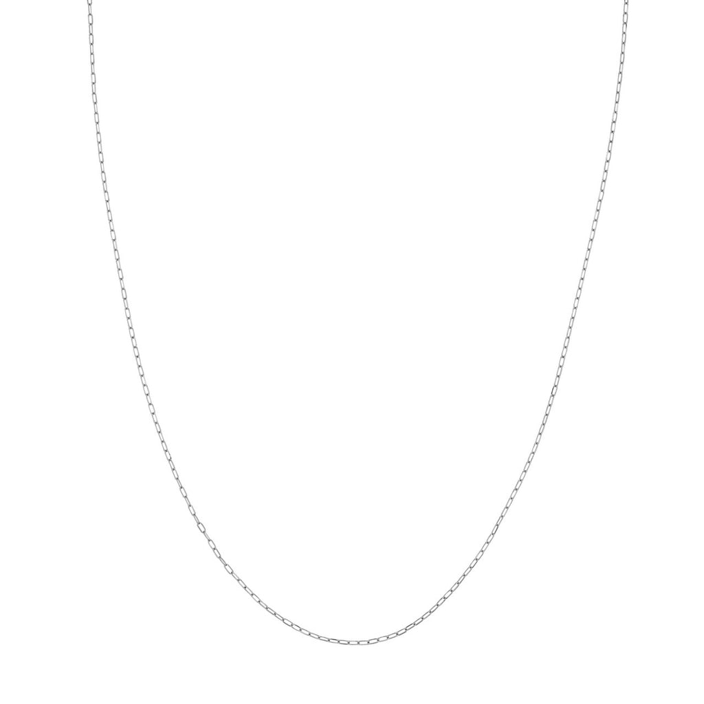 14K white gold paperclip chain necklace.