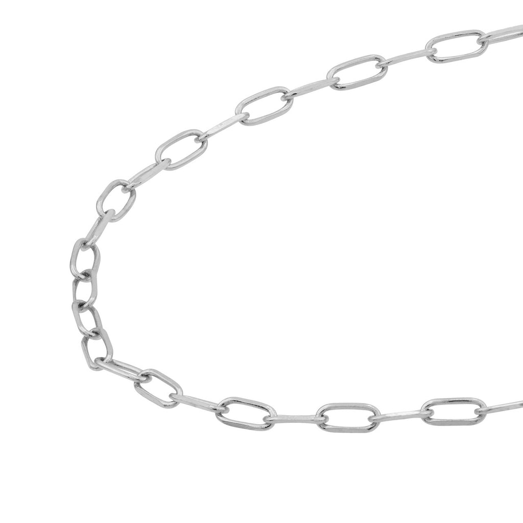 14K white gold paperclip chain necklace.