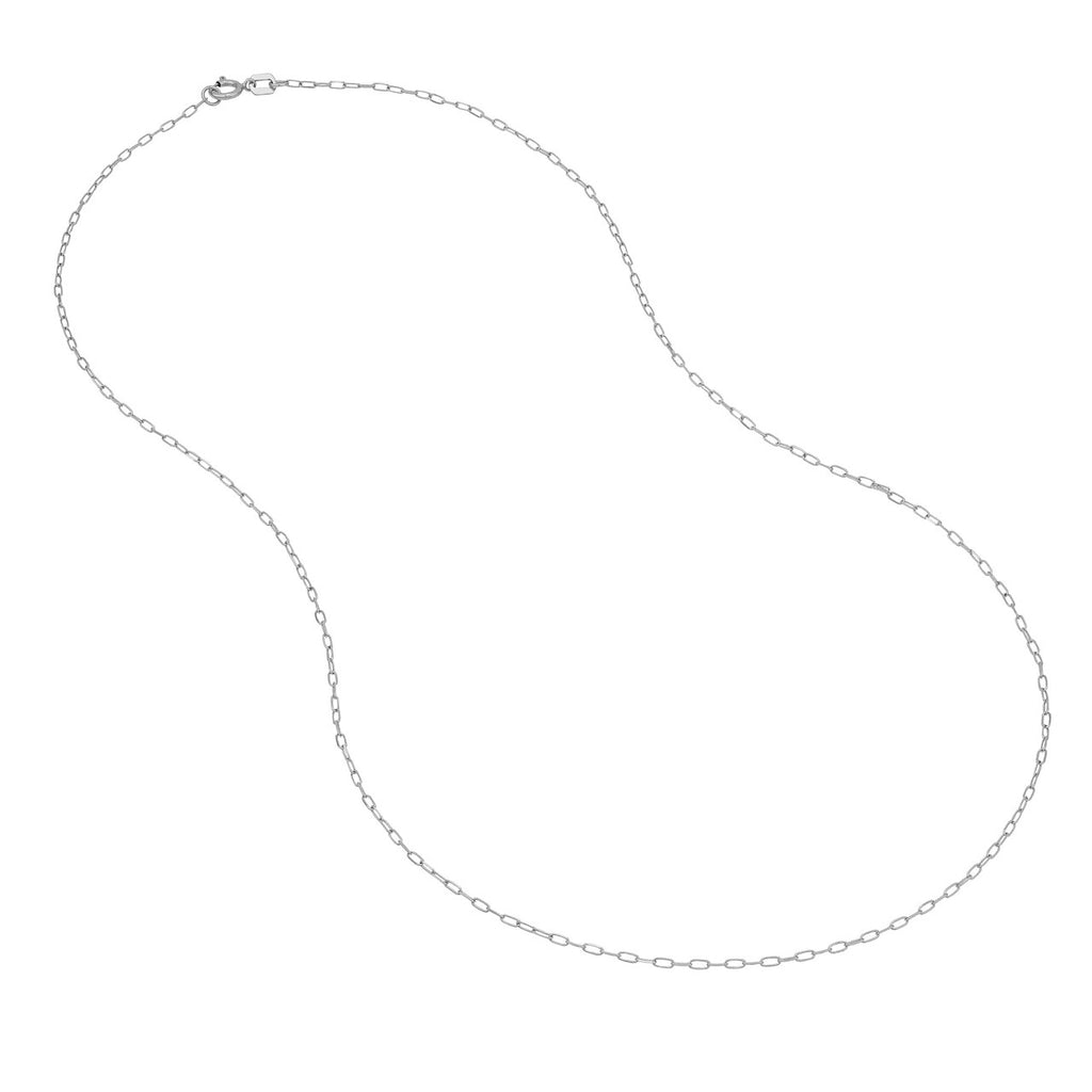 14K white gold paperclip chain necklace.