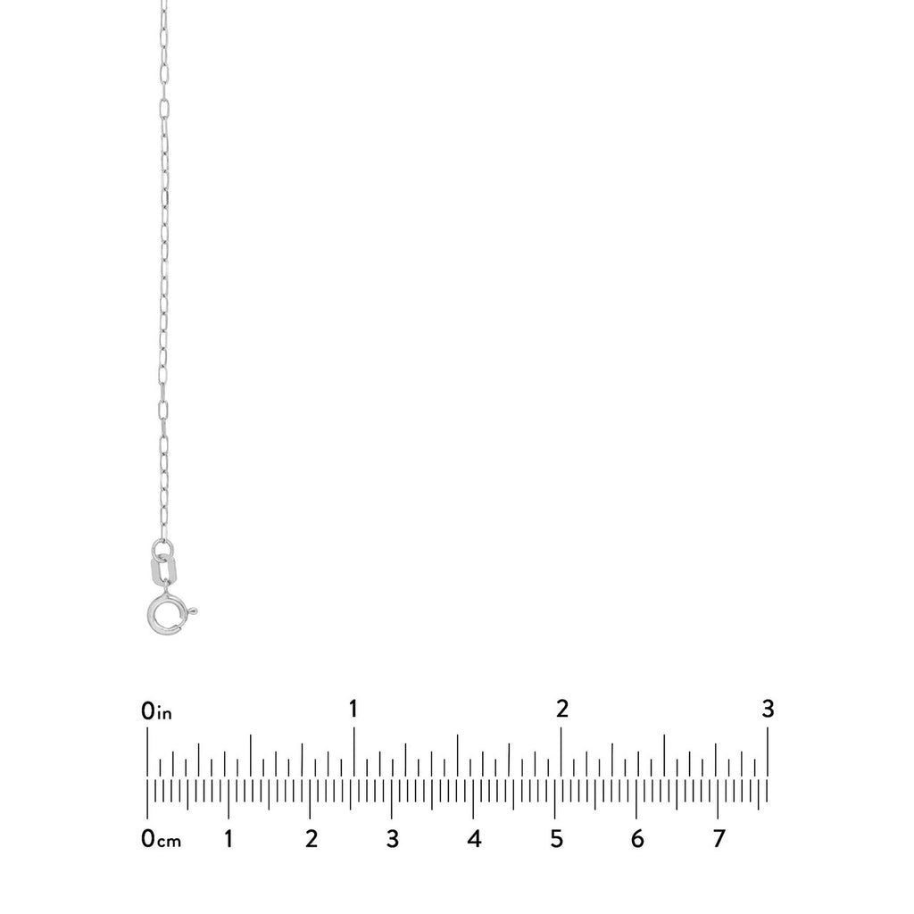 14K white paperclip chain, lobster clasp.
