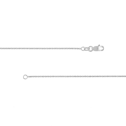 Sterling silver cable link chain with clasp.