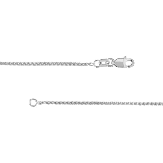 Sterling silver round wheat chain, lobster clasp.
