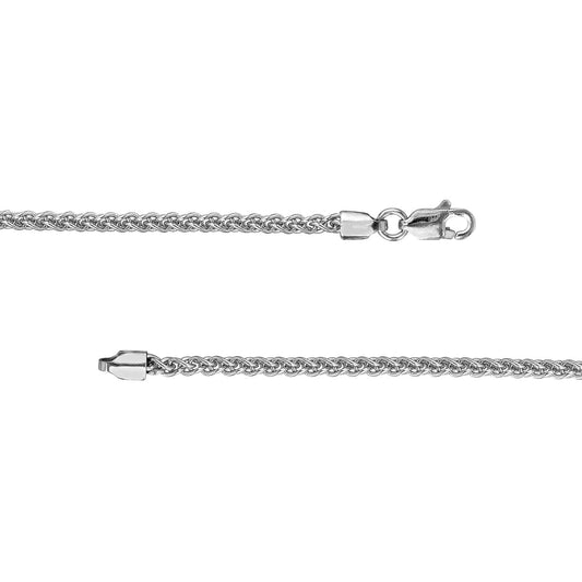 Sterling silver round wheat chain with clasp.