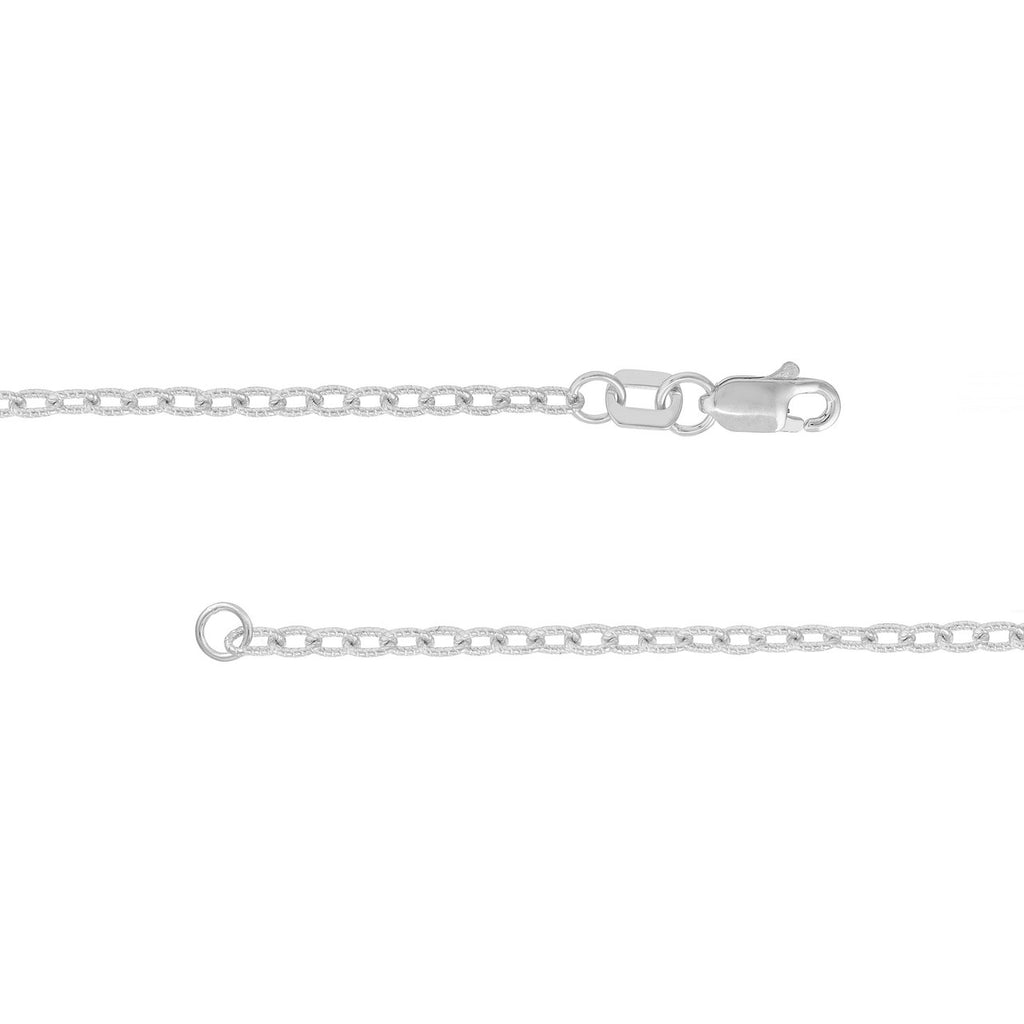14K white gold textured Rolo chain.