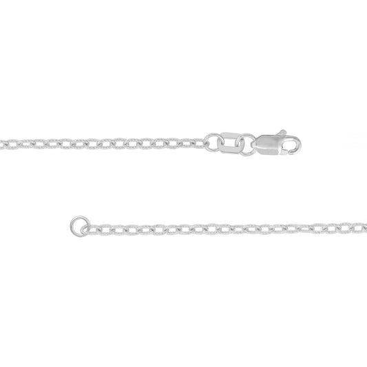 14K white gold textured Rolo chain.