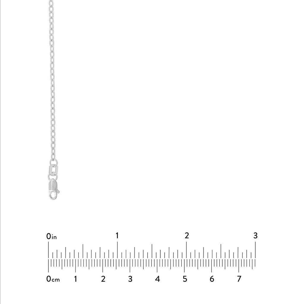 14K white gold Rolo chain with clasp.