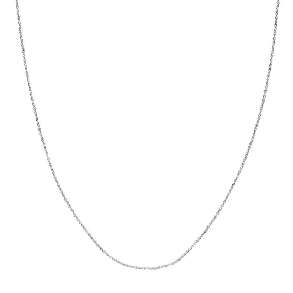 14K white gold Singapore chain.