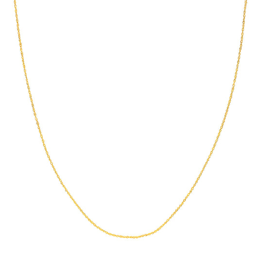 Diamond-cut 14K yellow gold Singapore chain.