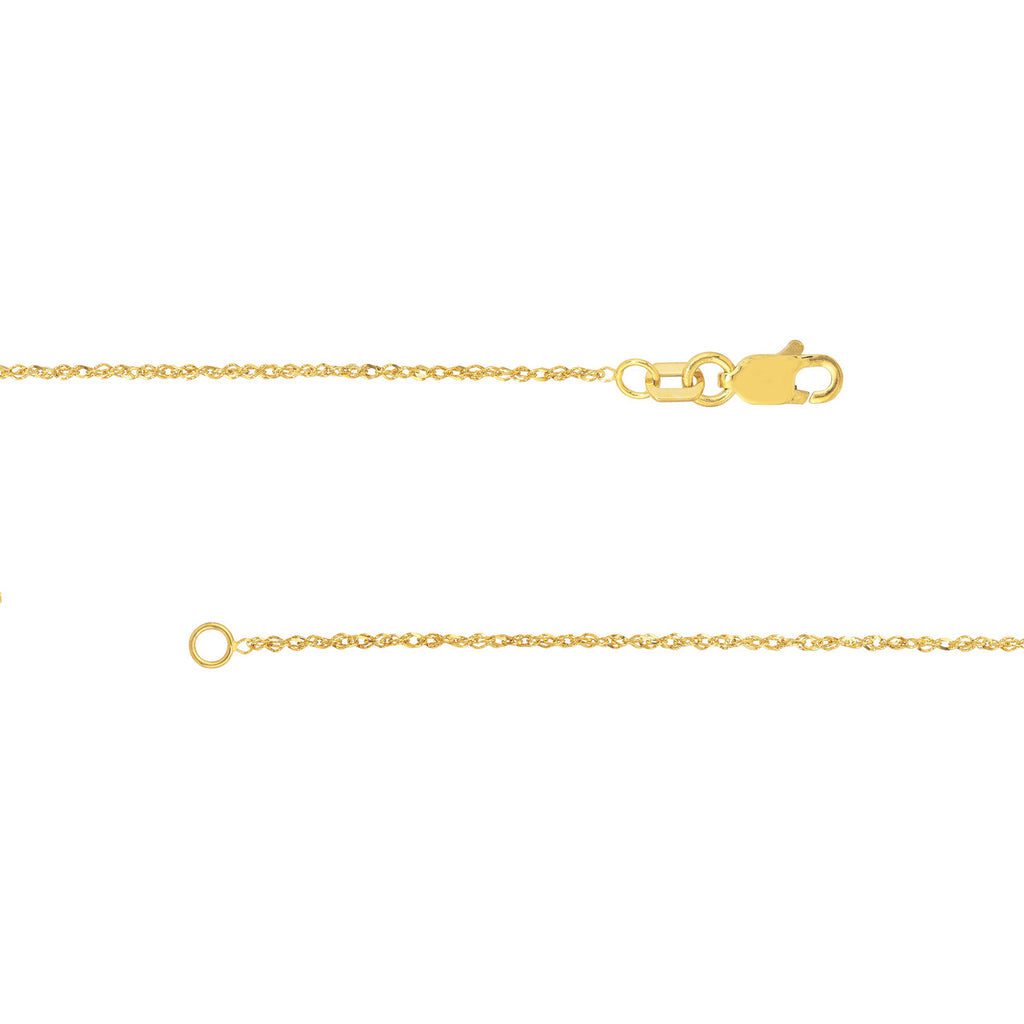 Diamond-cut 14K yellow gold Singapore chain.