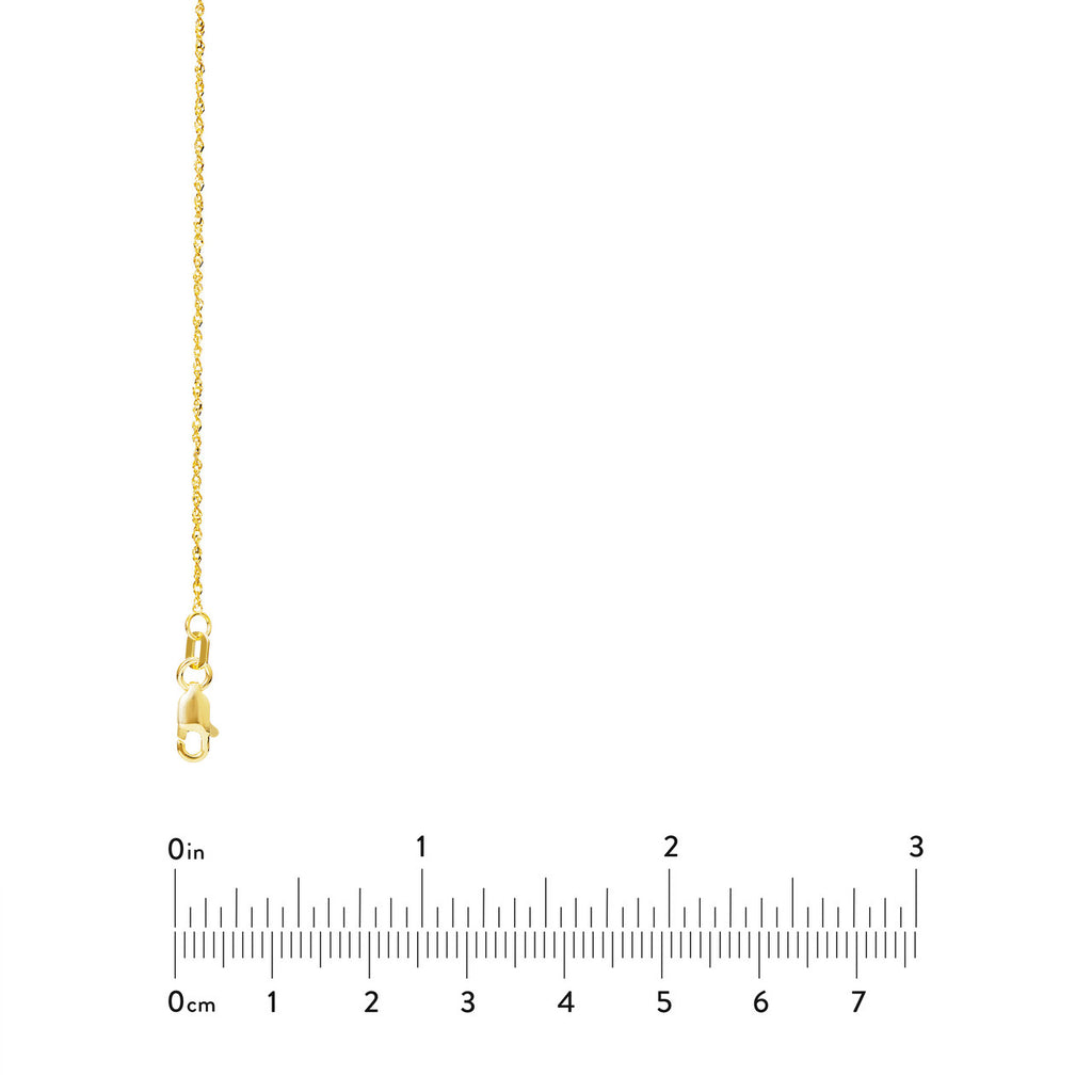 Diamond-cut 14K yellow gold Singapore chain.