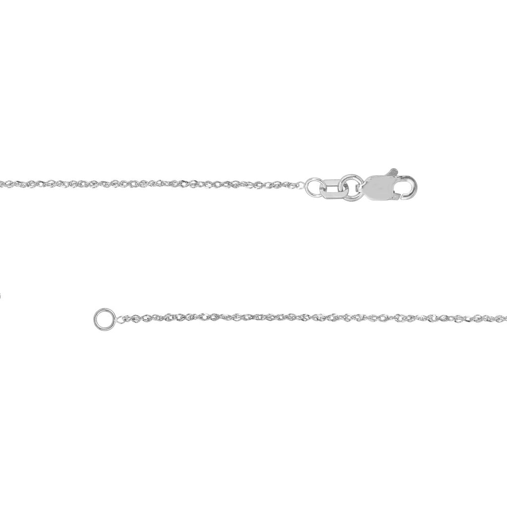 14K white gold Singapore chain.