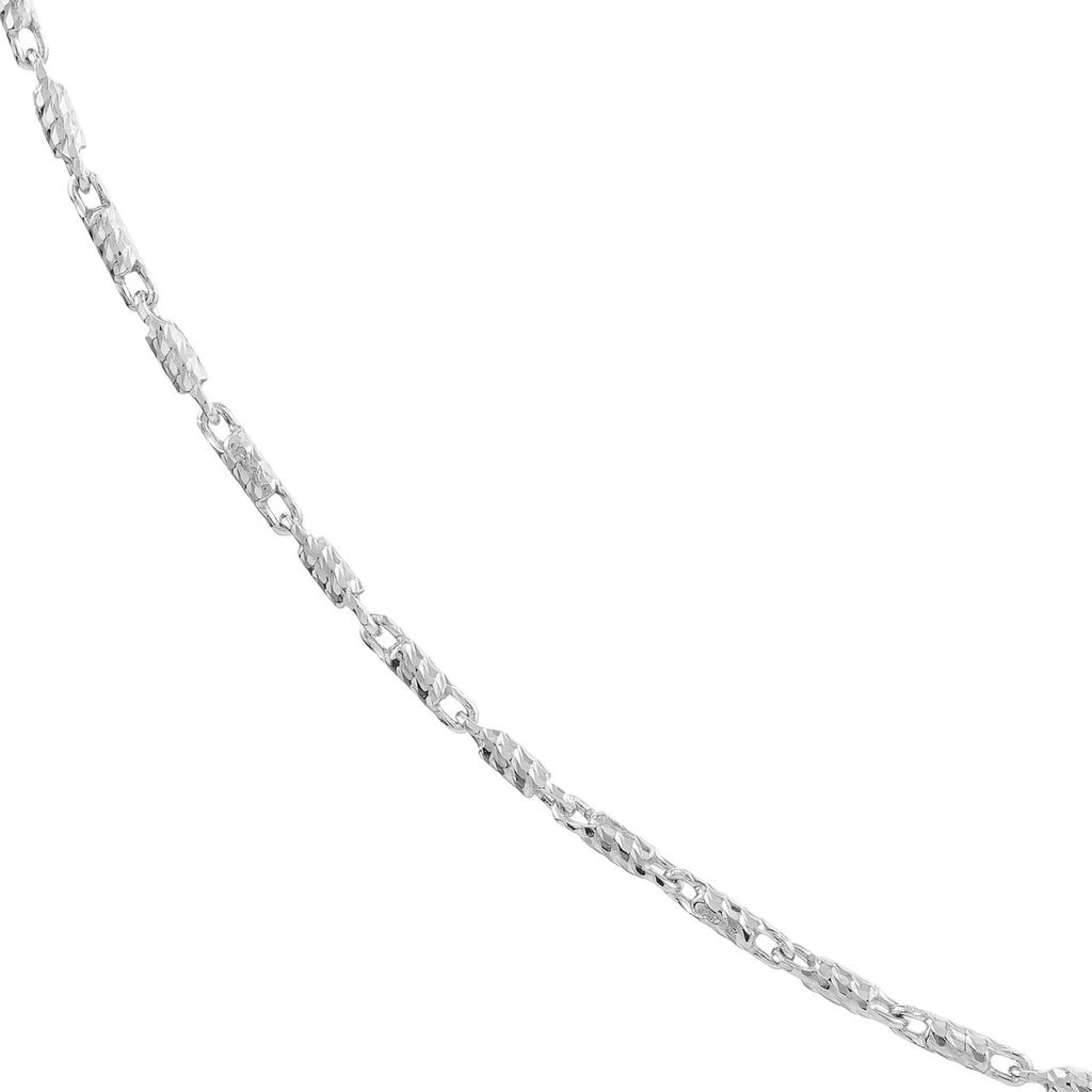 14K white gold Lumacina chain, polished finish.