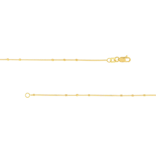 14K yellow gold station necklace, lobster clasp.