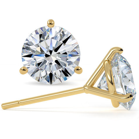 14K yellow gold diamond stud earrings.