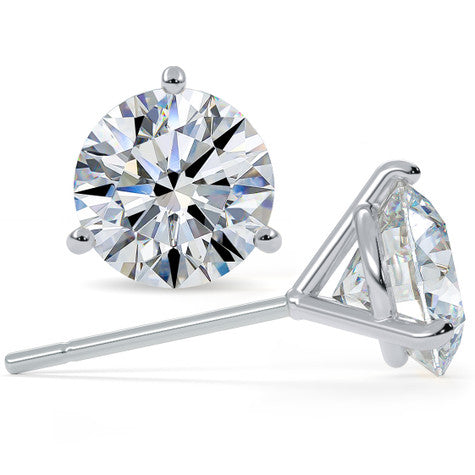 Round lab-grown diamond studs, white gold setting.