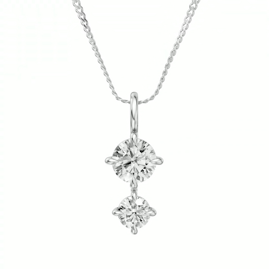 Mother's Day Necklace in 14 Karat White Gold with 14 Karat White Gold Chain and 1.20ctw F VS1-VS2 Round Lab Grown Diamonds