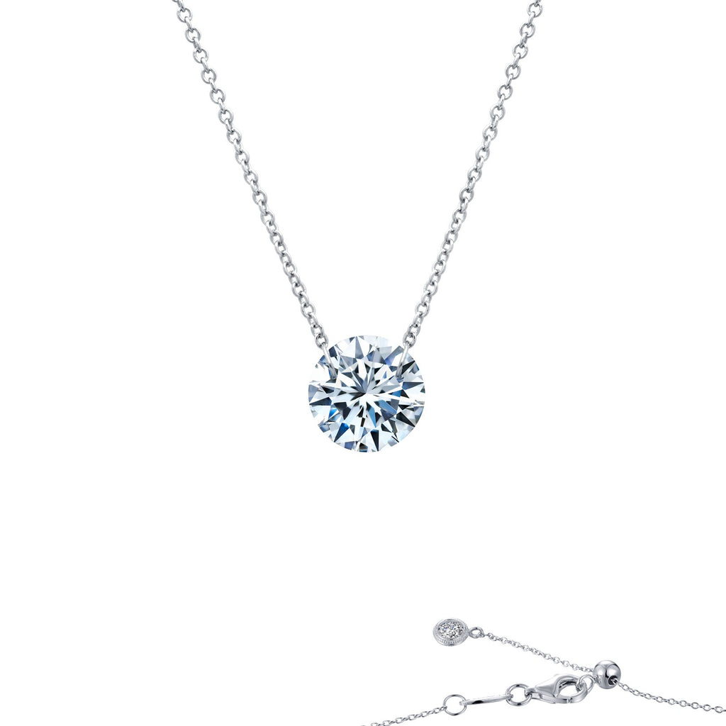 Simulated diamond necklace, platinum bonded sterling silver.