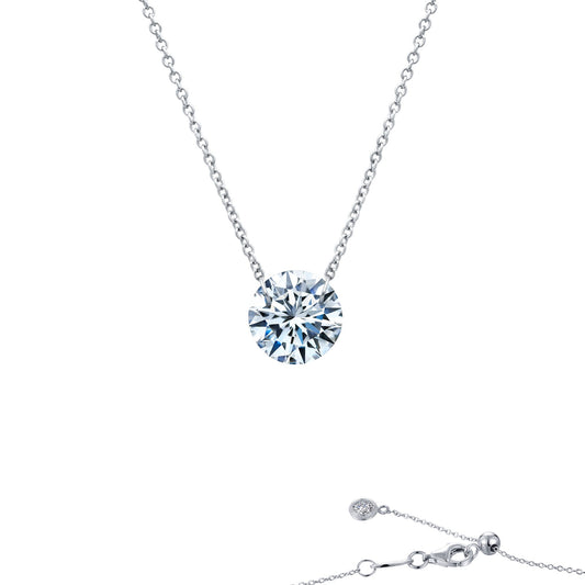 Simulated diamond necklace, platinum bonded sterling silver.
