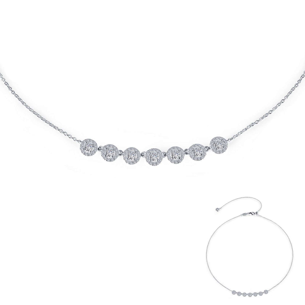 Simulated diamond choker in sterling silver.