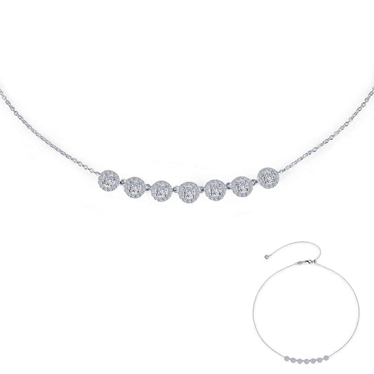 Simulated diamond choker in sterling silver.