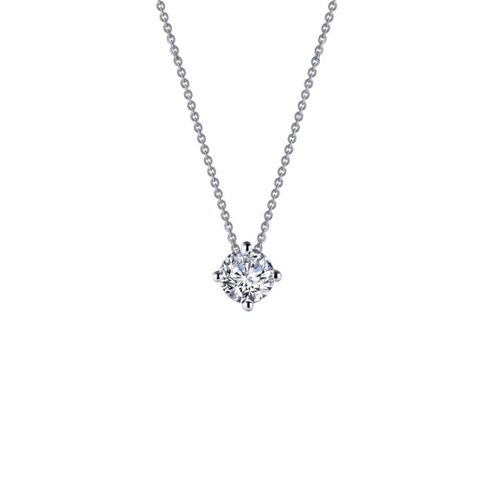 Simulated diamond necklace in platinum silver.