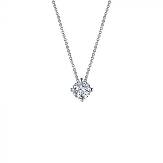 Lafonn Drop Simulated Diamond Pendant Necklace in Platinum Bonded Sterling Silver with Cable Link Chain and Lobster Claw Clasp