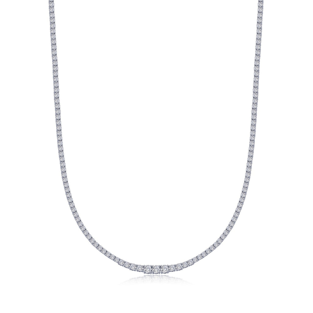 Simulated diamond tennis necklace in silver.