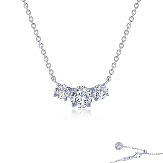 Simulated diamond necklace in platinum silver.