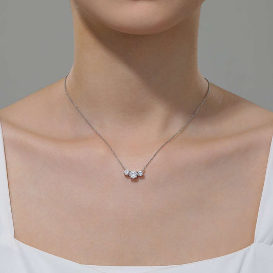 Simulated diamond necklace in sterling silver.