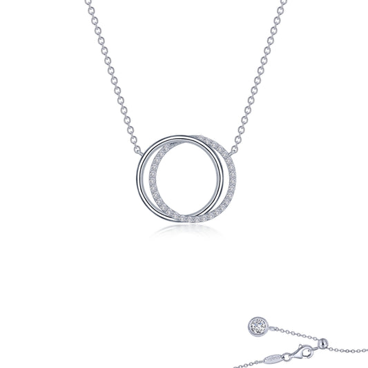Simulated diamond interlocking circles necklace.