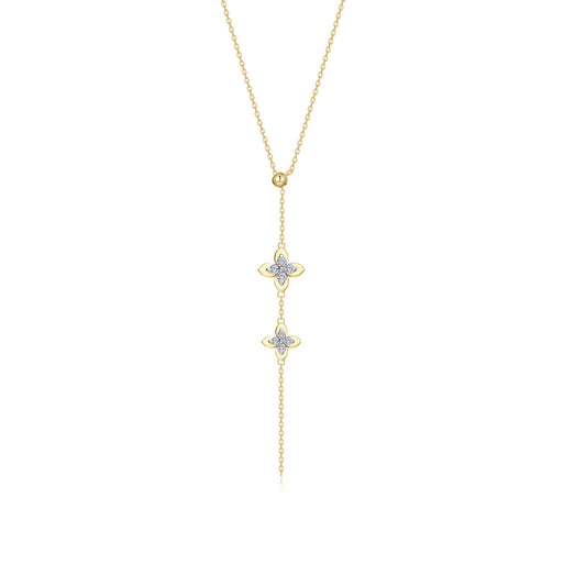 Drop Simulated Diamond Necklace in Sterling Silver