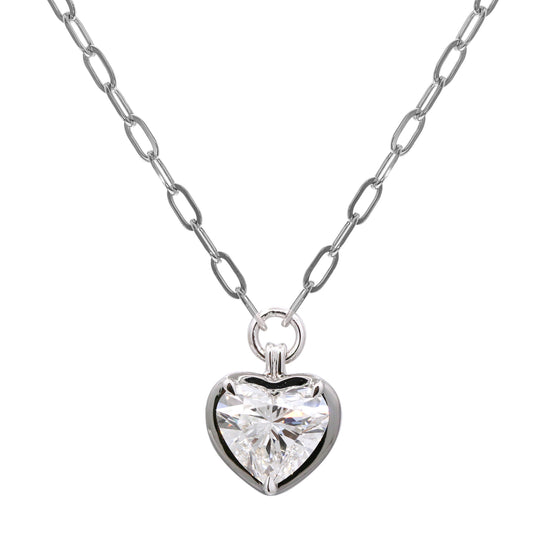 CIRARI Lab-Grown Diamond Necklace in 14 Karat White Gold with 2.07ctw of Heart Lab-Grown Diamond