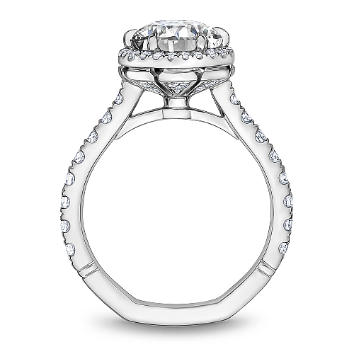 14K white gold diamond halo ring