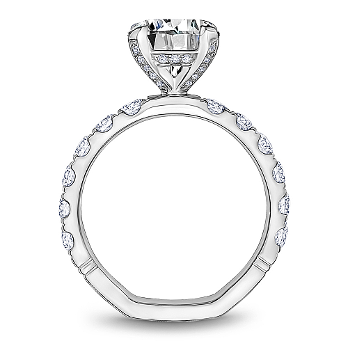 14K white gold diamond semi-mount ring.